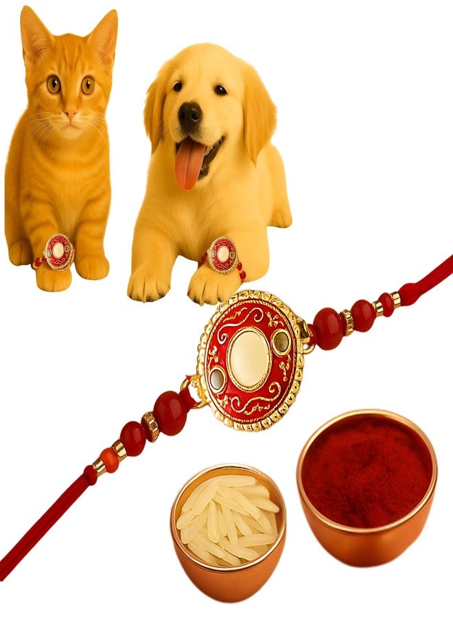 Sage Square Paw Bandhan Rakhi for Dog, Cat & Small Pets | Celebrate Bonds of Love This Raksha Bandhan | Cute Rakhi with Beads, Decorative Threads | Gift for Pet Lovers & Furry Companions (Type 25) - Image 1